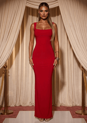 Devoted Love Bow Maxi Dress - Red