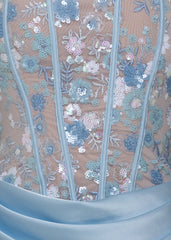 Enchanted Charm Floral Corset Mini Dress - Blue