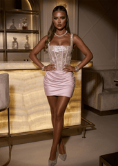 Enchanted Charm Corset Mini Dress - Pink