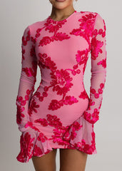 Locked In Heaven Long Sleeve Mini Dress - Pink